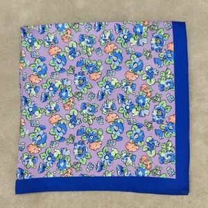 Cremieux Pocket Square Blue Lilac Floral 100%Silk Pochette Formal Classic New$35